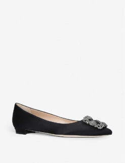 Manolo Blahnik Hangisi Satin Flats 8 Manolo Blahnik Hangisi Satin Flats -Dune Shop 5151 10004 3417400759 BLACK ALT02