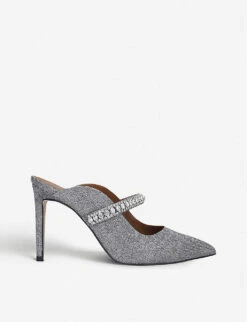 Kurt Geiger London Duke Crystal-embellished Leather Heeled Mules