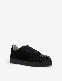Christian Louboutin Vieira Spikes Flat Veau Velours 9 Christian Louboutin Vieira Spikes Flat Veau Velours -Dune Shop 684 10145 3191433 BLACKBLACKBK ALT02
