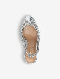 Aquazzura Temptation Crystal Embellished Leather And PVC Sandals -Dune Shop 783 10004 3173263109 SILVER ALT03