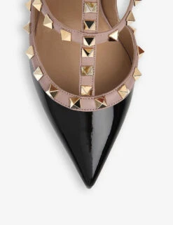 Valentino Garavani So Noir Rockstud 100 Leather Courts -Dune Shop 783 10004 3500004319 BLKBEIGE ALT02