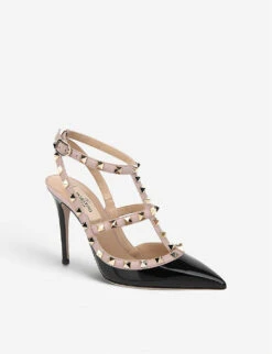 Valentino Garavani So Noir Rockstud 100 Leather Courts -Dune Shop 783 10004 3500004319 BLKBEIGE ALT03