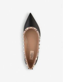 Valentino Garavani Rockstud Leather Flats -Dune Shop 783 10004 4288604109 BLKBEIGE ALT01