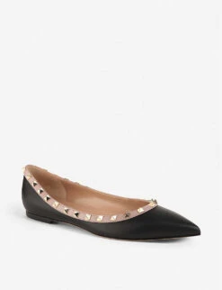 Valentino Garavani Rockstud Leather Flats -Dune Shop 783 10004 4288604109 BLKBEIGE ALT02