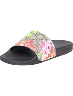 Gucci Pursuit Floral-print Leather Sliders -Dune Shop 783 10004 7031343619 BEIGECOMB ALT03