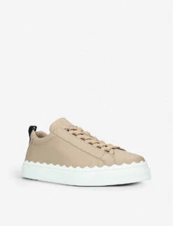 Chloé Lauren Scalloped-trim Leather Trainers -Dune Shop 923 10004 2753753109 PALEPINK ALT02
