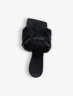 Bottega Veneta Lido Intrecciato-woven Leather Heeled Mules -Dune Shop R03674106 BLACK ALT03