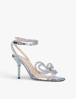 Double Bow Crystal-embellished PVC Heeled Sandals 8 Double Bow Crystal-embellished PVC Heeled Sandals -Dune Shop R03755847 SILVER ALT02