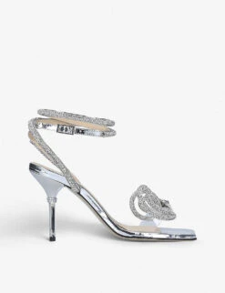 Double Bow Crystal-embellished PVC Heeled Sandals