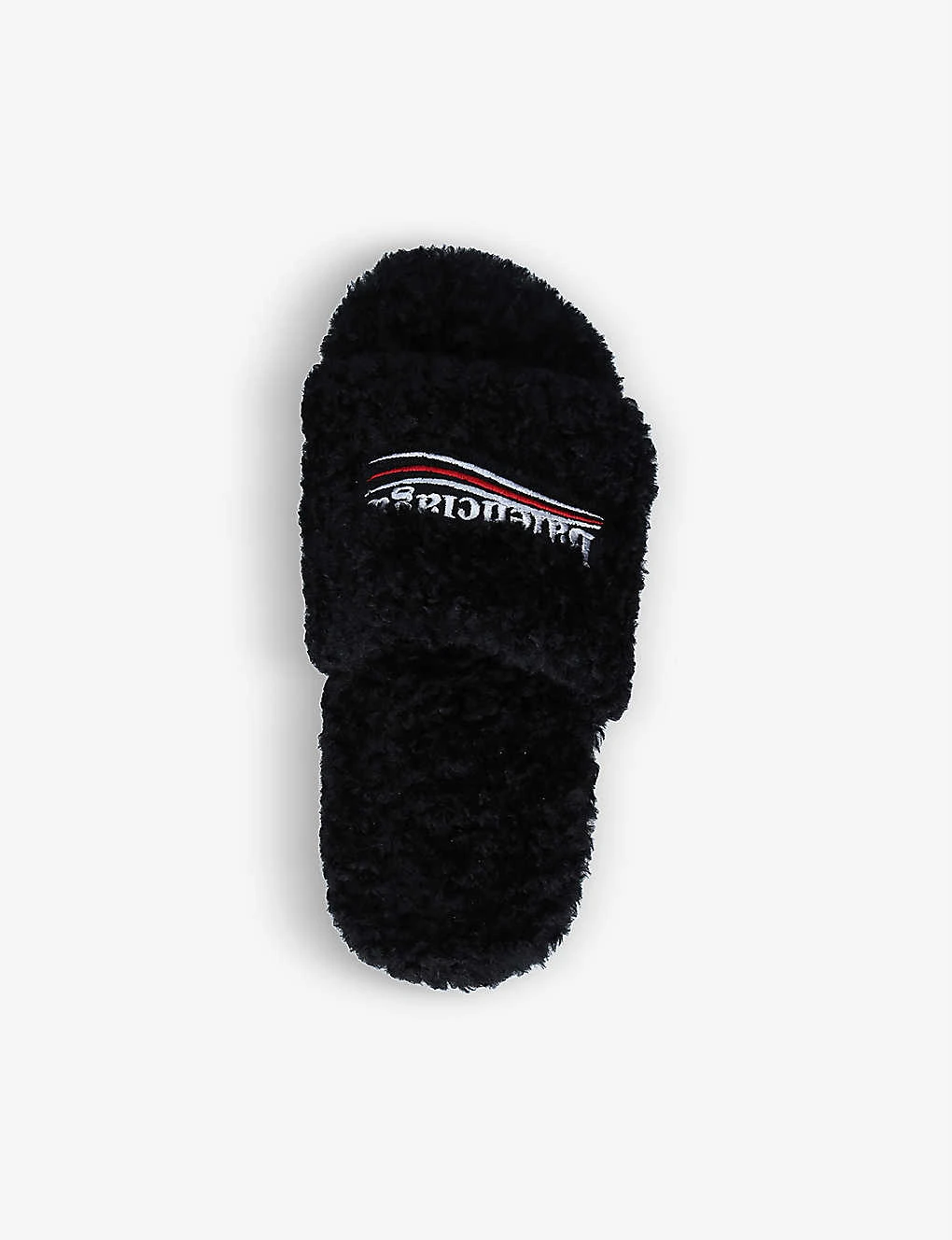 Balenciaga Logo-embroidered Faux-shearling Sliders 4 Balenciaga Logo-embroidered Faux-shearling Sliders - Image 2
