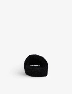 Balenciaga Logo-embroidered Faux-shearling Sliders 9 Balenciaga Logo-embroidered Faux-shearling Sliders -Dune Shop R03756350 BLACK ALT03