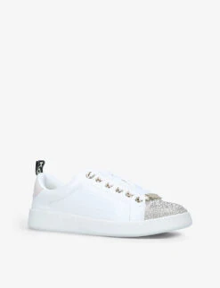 KG Kurt Geiger Liza Logo-embossed Low-top Faux-leather Trainers 8 KG Kurt Geiger Liza Logo-embossed Low-top Faux-leather Trainers -Dune Shop R03767223 SILVER ALT02