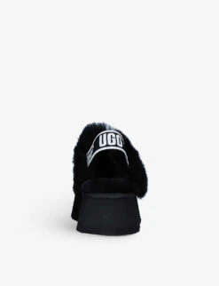 Ugg Funkette Suede And Sheepskin Platform Slippers 9 Ugg Funkette Suede And Sheepskin Platform Slippers -Dune Shop R03811354 BLACK ALT03