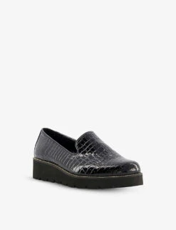 Dune Glides Flatform Croc-embossed Patent Leather Slippers 9 Dune Glides Flatform Croc-embossed Patent Leather Slippers -Dune Shop R03825952 BLACKSYNTHETICCROC ALT02