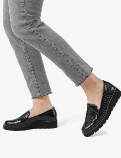 Dune Glides Flatform Croc-embossed Patent Leather Slippers 11 Dune Glides Flatform Croc-embossed Patent Leather Slippers -Dune Shop R03825952 BLACKSYNTHETICCROC ALT04
