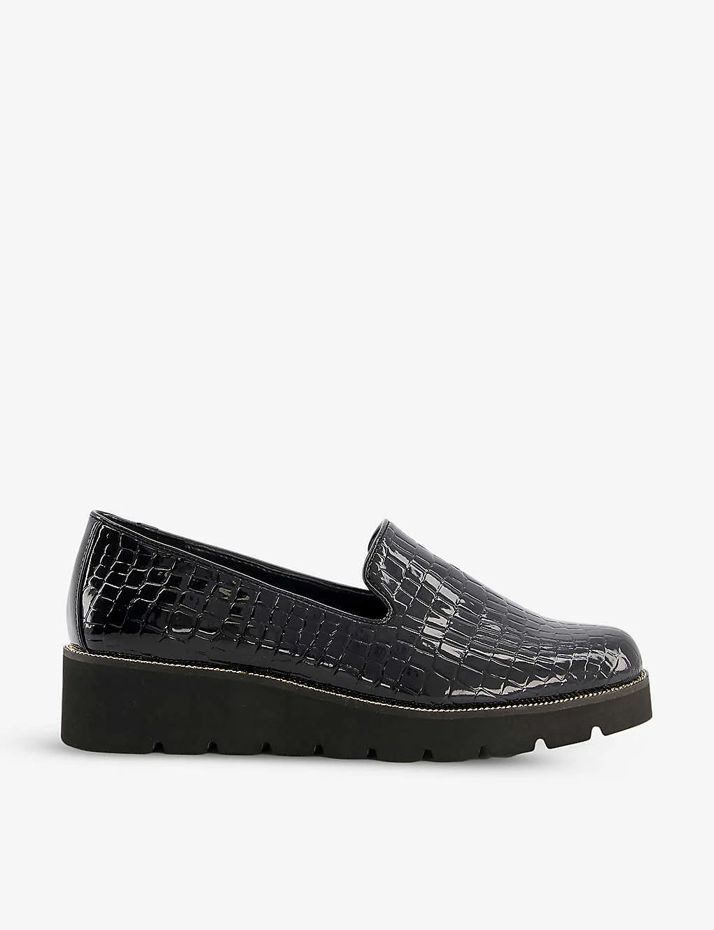 Dune Glides Flatform Croc-embossed Patent Leather Slippers 3 Dune Glides Flatform Croc-embossed Patent Leather Slippers
