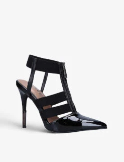 Carvela Kunning Zipped Pointed-toe Patent Faux Leather And Woven Courts -Dune Shop R03830322 BLACK ALT02