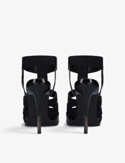 Carvela Kunning Zipped Pointed-toe Patent Faux Leather And Woven Courts -Dune Shop R03830322 BLACK ALT03