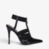 Carvela Kunning Zipped Pointed-toe Patent Faux Leather And Woven Courts -Dune Shop R03830322 BLACK M