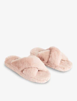 Ted Baker Lopply Cross-over Faux-fur Slippers 7 Ted Baker Lopply Cross-over Faux-fur Slippers -Dune Shop R03831844 DUSKYPINK ALT01