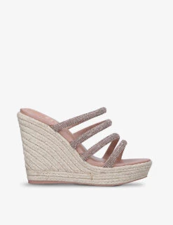 Carvela Sassy Wedge Embellished Faux Leather Wedge Sandals