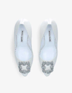 Manolo Blahnik Hangisi Bridal 105 Crystal-embellished Satin Courts -Dune Shop R03839657 CREAM ALT01