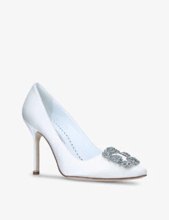 Manolo Blahnik Hangisi Bridal 105 Crystal-embellished Satin Courts -Dune Shop R03839657 CREAM ALT02