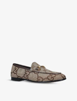 Gucci Jordaan Monogram-print Woven Loafers -Dune Shop R03839680 MIDBROWN ALT02