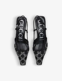 Gucci Tom Crystal-embellished Monogram Mesh Slingback Pumps 8 Gucci Tom Crystal-embellished Monogram Mesh Slingback Pumps -Dune Shop R03839686 BLACK ALT01