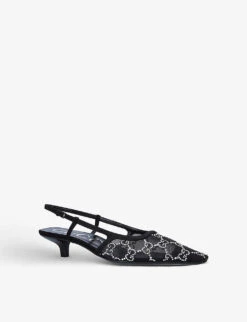 Gucci Tom Crystal-embellished Monogram Mesh Slingback Pumps 9 Gucci Tom Crystal-embellished Monogram Mesh Slingback Pumps -Dune Shop R03839686 BLACK ALT02