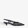 Gucci Tom Crystal-embellished Monogram Mesh Slingback Pumps -Dune Shop R03839686 BLACK M