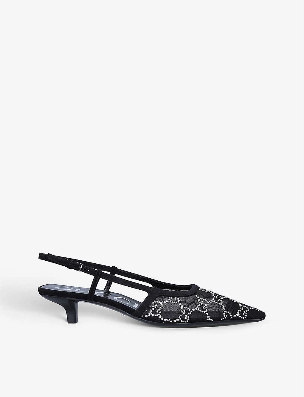 Gucci Tom Crystal-embellished Monogram Mesh Slingback Pumps 3 Gucci Tom Crystal-embellished Monogram Mesh Slingback Pumps