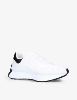 Alexander McQueen Women’s Sprint Runner Logo-embossed Leather Trainers 8 Alexander McQueen Women’s Sprint Runner Logo-embossed Leather Trainers -Dune Shop R03865752 WHITEBLK ALT02