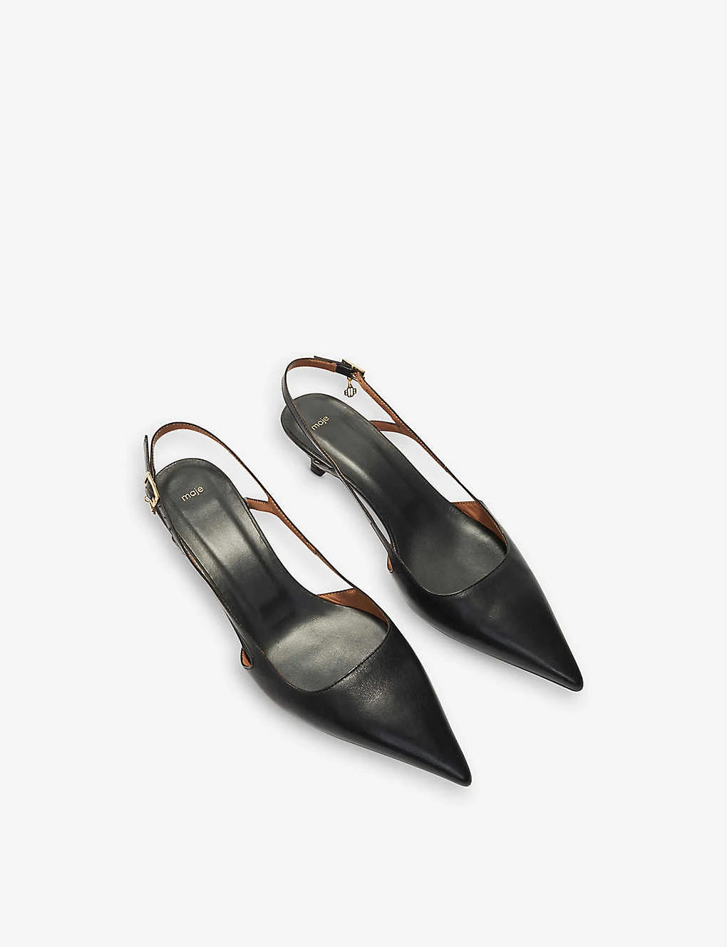 Maje Fayna Pointed-toe Leather Slingback Courts 4 Maje Fayna Pointed-toe Leather Slingback Courts - Image 2