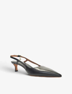 Maje Fayna Pointed-toe Leather Slingback Courts 8 Maje Fayna Pointed-toe Leather Slingback Courts -Dune Shop R03878015 NOIRGRIS ALT02
