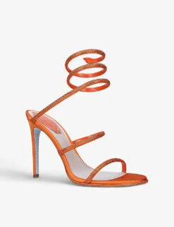 Cleo Crystal-embellished Leather Heeled Sandals 10 Cleo Crystal-embellished Leather Heeled Sandals -Dune Shop R03878798 ORANGE ALT03