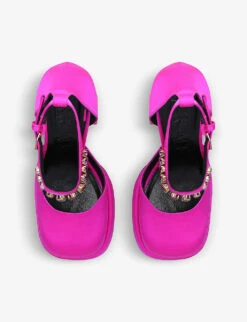 Versace Medusa Aevitas Embellished Satin Platform Sandals -Dune Shop R03881018 FUCHSIA ALT02