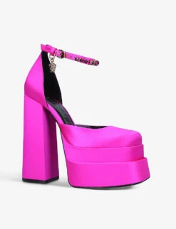 Versace Medusa Aevitas Embellished Satin Platform Sandals -Dune Shop R03881018 FUCHSIA ALT03
