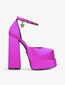 Versace Medusa Aevitas Embellished Satin Platform Sandals