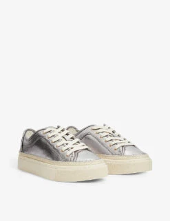 AllSaints Milla Chunky-sole Leather And Canvas Trainers -Dune Shop R03921096 SILVER ALT02