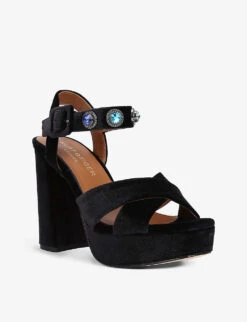 Kurt Geiger London Octavia Rhinestone-embellished Velvet Platform Sandals -Dune Shop R03929545 BLACKCOMB ALT02