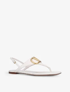 Valentino Garavani VLOGO Leather Thong Sandals -Dune Shop R03948292 CREAM ALT02
