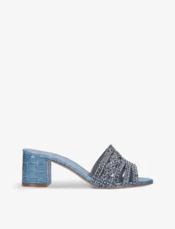 Visage Jewel-embellished Croc-embossed Leather Mules