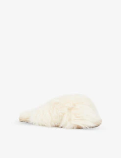 Crossover-strap Shearling Slippers -Dune Shop R03952906 CREME ALT02