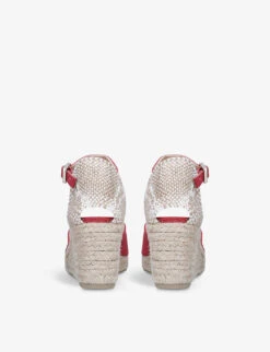 Castañer Bianca Open-toe Cotton-canvas Wedge Espadrilles -Dune Shop R03953231 RED ALT03