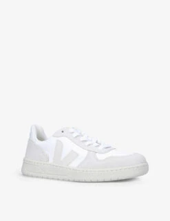 Veja Women's V10 Logo-embroidered Faux-leather Trainers -Dune Shop R03960577 WHITE ALT02