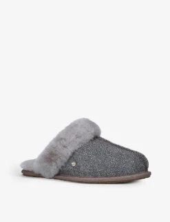 Ugg Caviar Scuffette II Textured Metallic Sheepskin Slippers -Dune Shop R03977494 OTHER ALT02