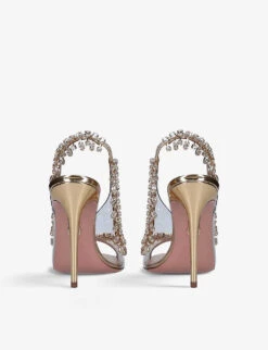Aquazzura Temptation Crystal-embellished Leather And PVC Heeled Sandals -Dune Shop R03980392 GOLD ALT03