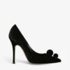 Manolo Blahnik Piera 115 Pom Pom-embellished Velvet Courts 2 Manolo Blahnik Piera 115 Pom Pom-embellished Velvet Courts -Dune Shop R03991774 BLACK M