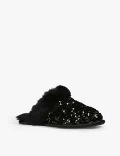Ugg Scuffette II Sequin-embellished Sheepskin Slippers 8 Ugg Scuffette II Sequin-embellished Sheepskin Slippers -Dune Shop R03996646 BLACK ALT02